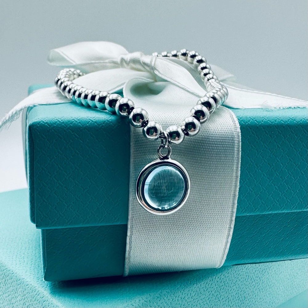 RARE Tiffany & Co. Paloma Picasso Sugar Stack Blue Topaz Bracelet in Silver 7”